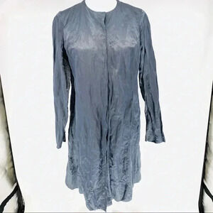 Eileen Fisher steel satin crinkle metallic jacket